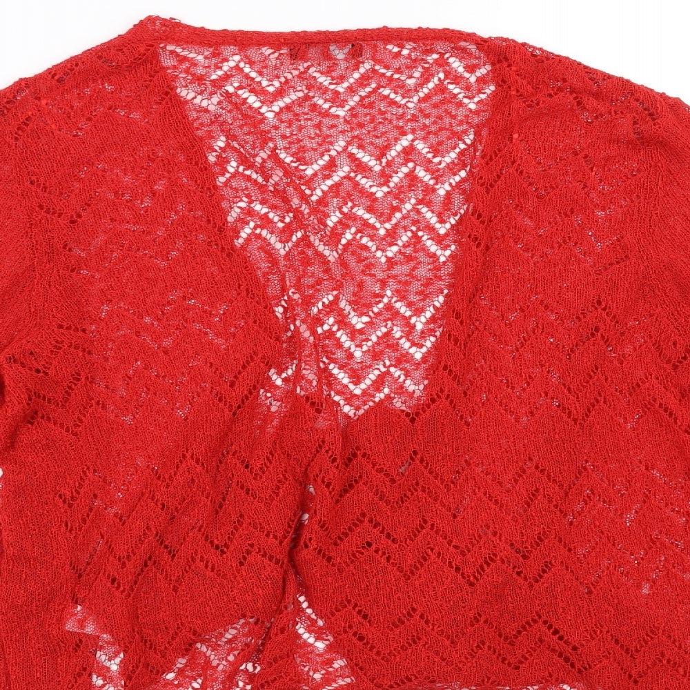 M&Co Womens Red Geometric  Cardigan Jumper Size 18