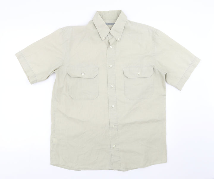 Marks and Spencer Mens Green    Button-Up Size S