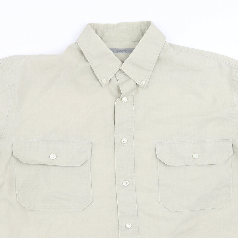 Marks and Spencer Mens Green    Button-Up Size S