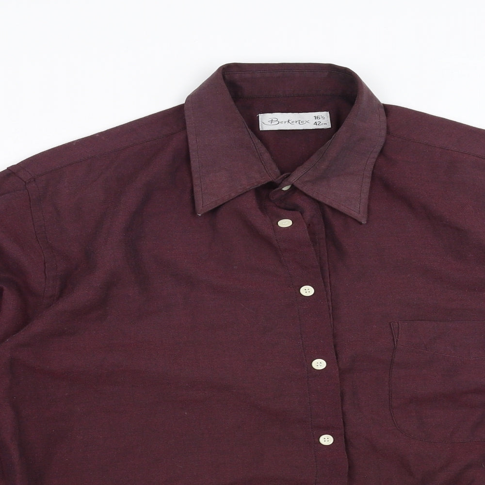 Berkertex Mens Purple    Button-Up Size 16.5