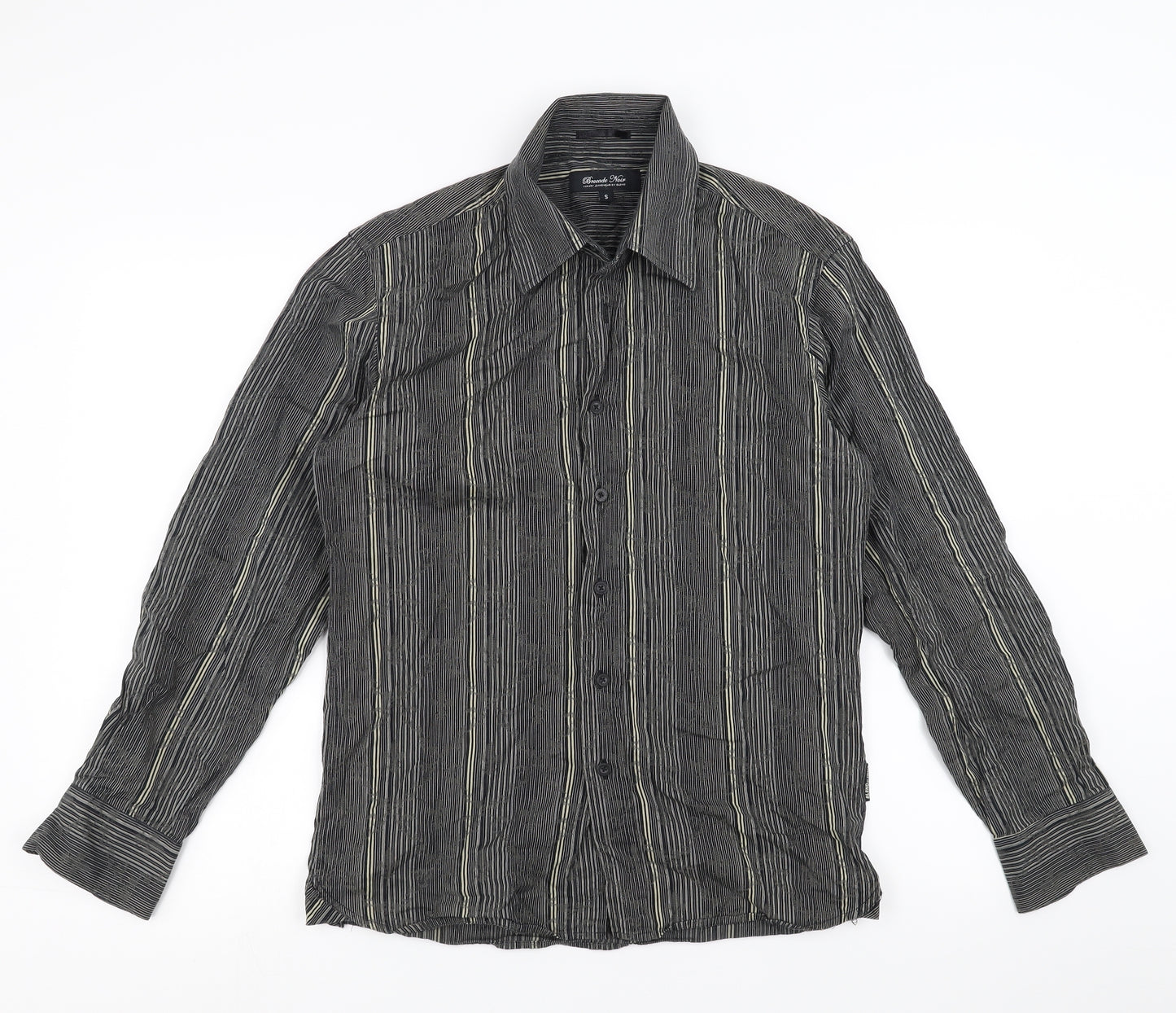 Brocade Mens Black Striped   Button-Up Size S