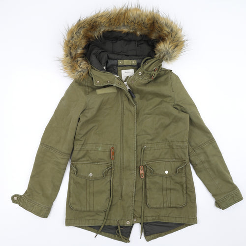 Bershka Womens Green   Parka Coat Size S