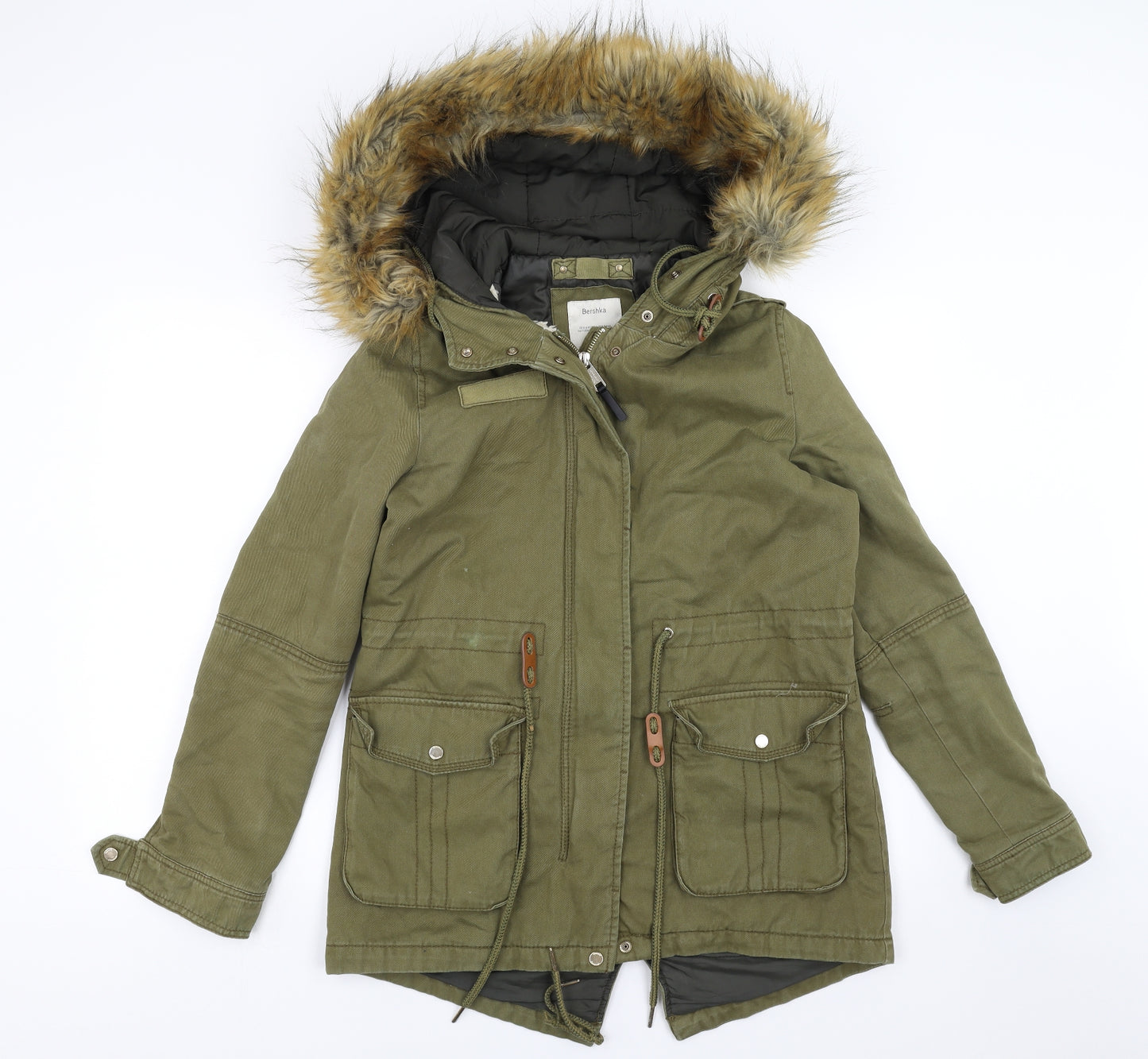 Bershka Womens Green   Parka Coat Size S