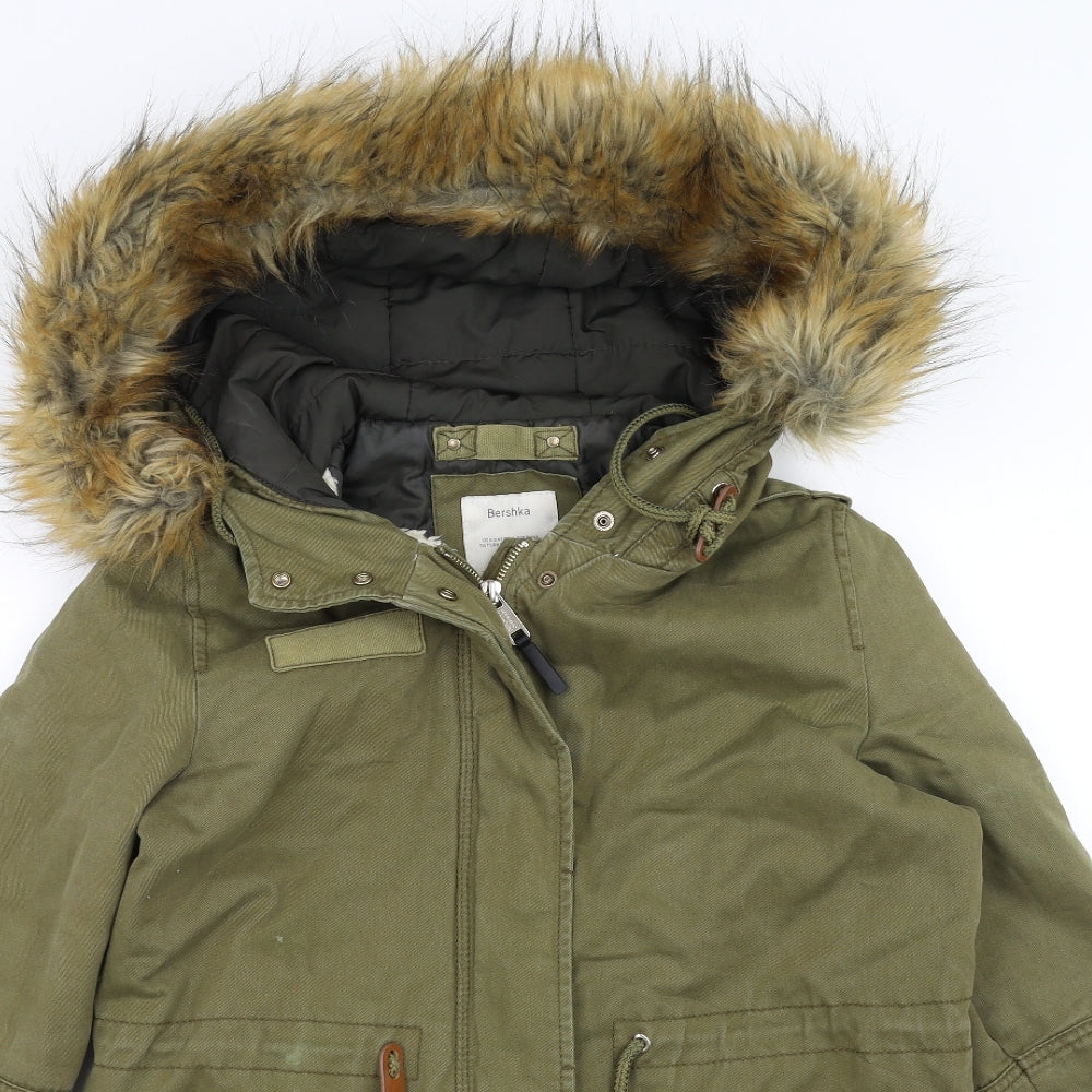 Bershka Womens Green   Parka Coat Size S