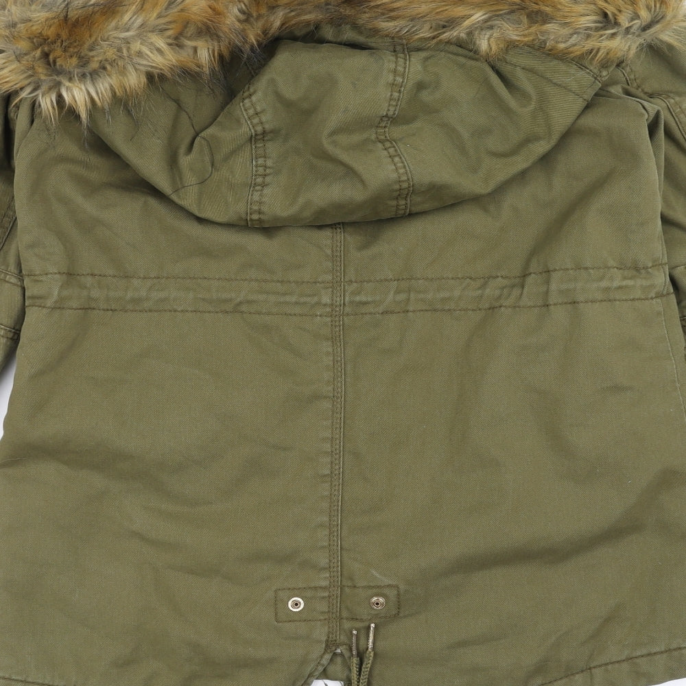 Bershka Womens Green   Parka Coat Size S