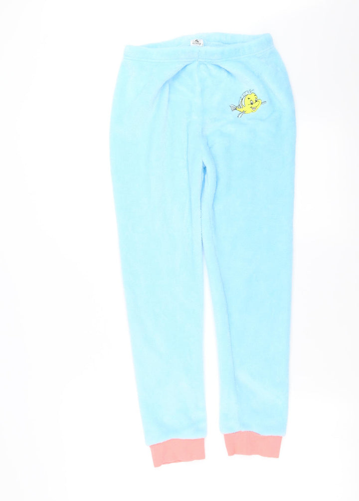Disney Girls Blue Solid Pyjama Pants Size 11-12 Years - flounder