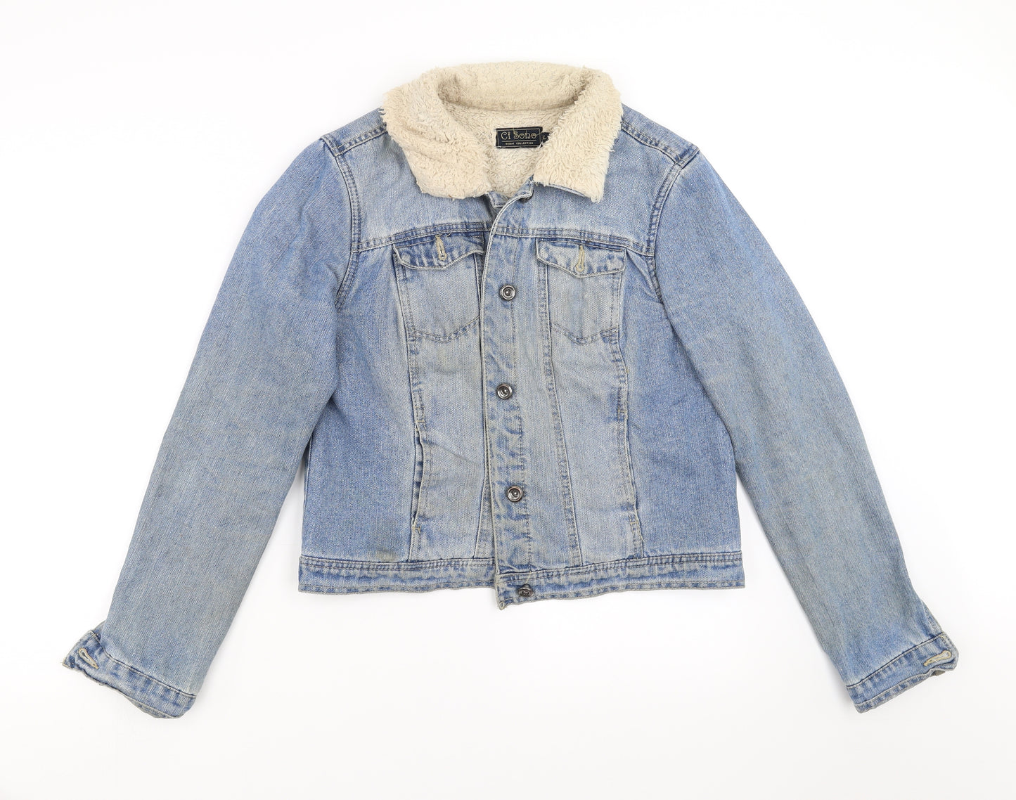 ci soho Womens Blue  Denim Jacket  Size L  - fleece lined