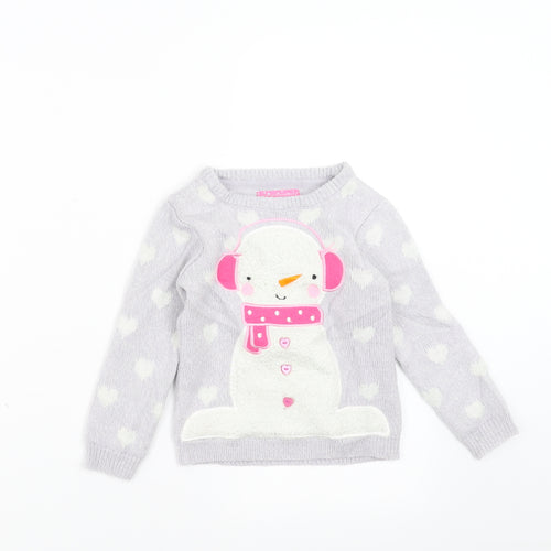 Primark Girls Purple   Pullover Jumper Size 3-4 Years  - snowman