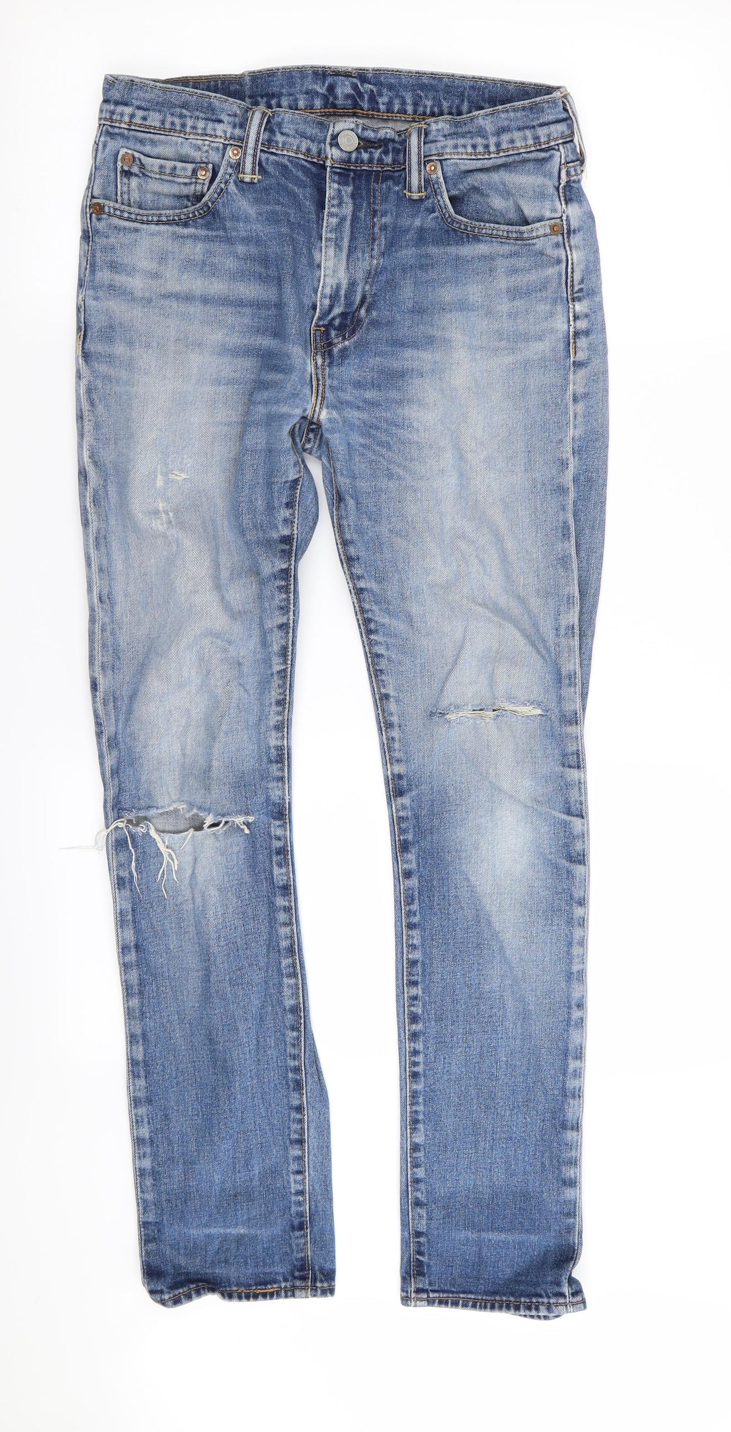 levi Mens Blue   Straight Jeans Size 30 L32 in - RIPPED JEANS
