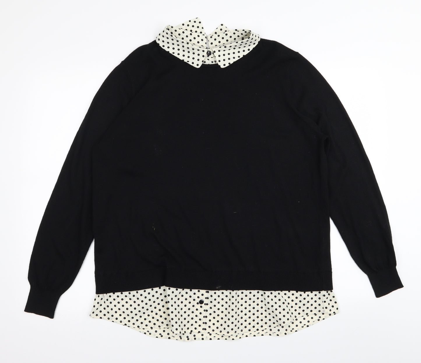 M&Co Womens Black Polka Dot  Pullover Jumper Size 18  - shirt/jumper