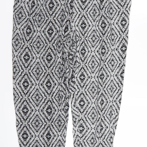 New Look Womens Black Geometric  Trousers  Size 12 L25 in