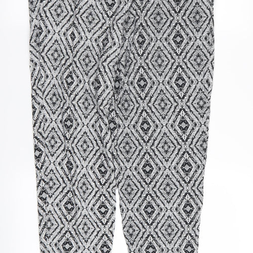 New Look Womens Black Geometric  Trousers  Size 12 L25 in