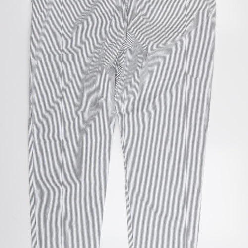 M&S Womens White Striped  Trousers  Size 16 L30 in