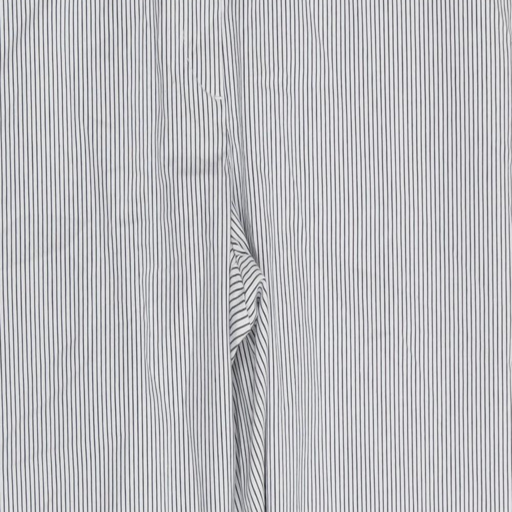 M&S Womens White Striped  Trousers  Size 16 L30 in