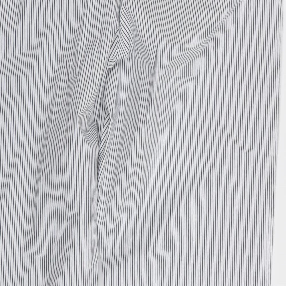 M&S Womens White Striped  Trousers  Size 16 L30 in