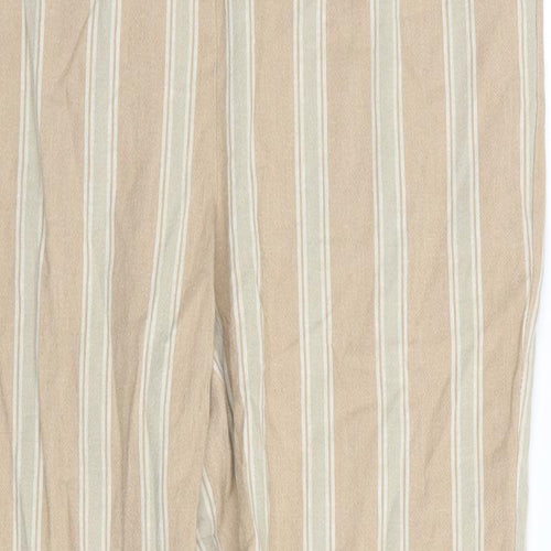 M&S Womens Beige Striped  Trousers  Size 12 L30 in