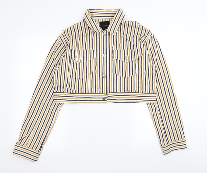 FOREVER 21 Womens Multicoloured Striped Jacket Size L - denim jacket