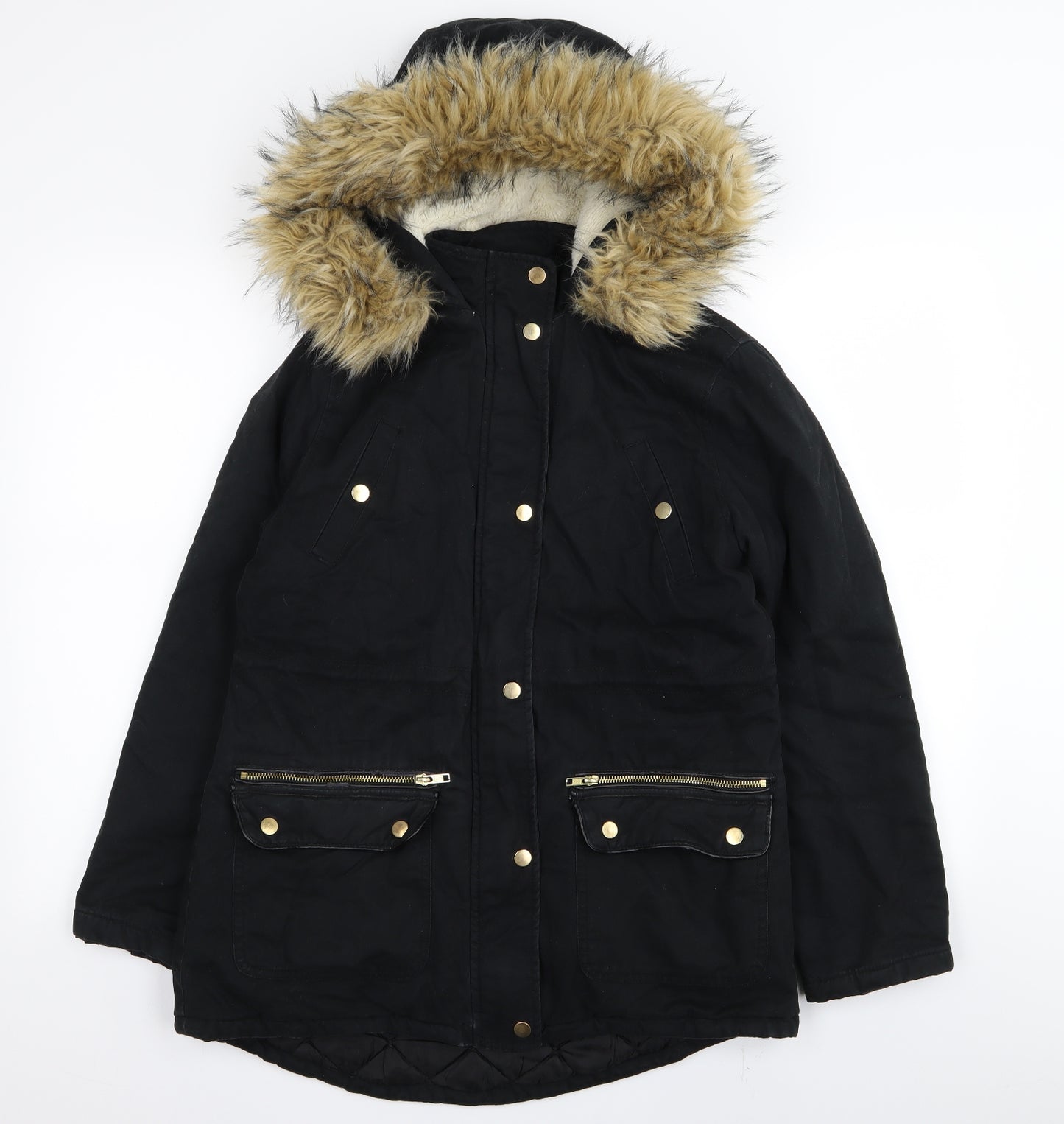 Candy Couture Girls Black   Parka Coat Size 14 Years