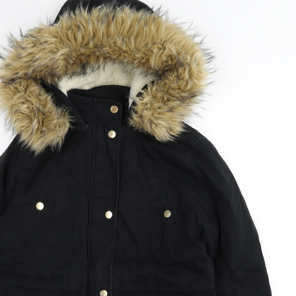 Candy Couture Girls Black   Parka Coat Size 14 Years