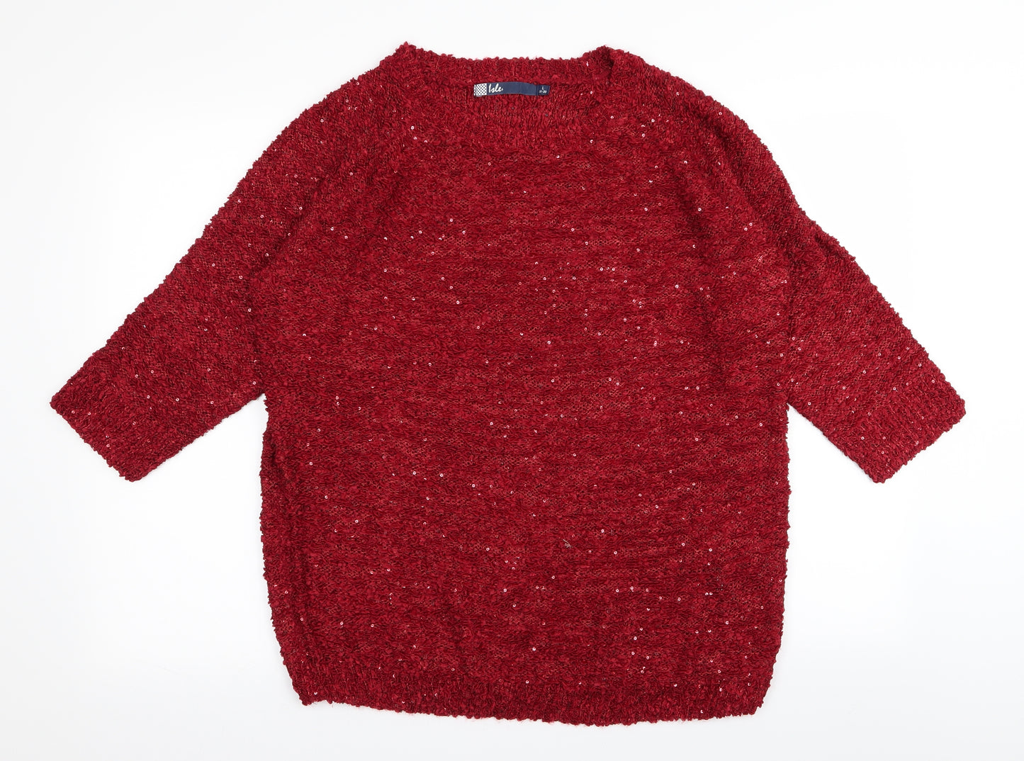 isle Womens Red   Pullover Jumper Size 18  - Sequins all over