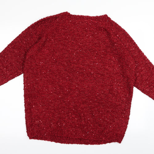 isle Womens Red   Pullover Jumper Size 18  - Sequins all over