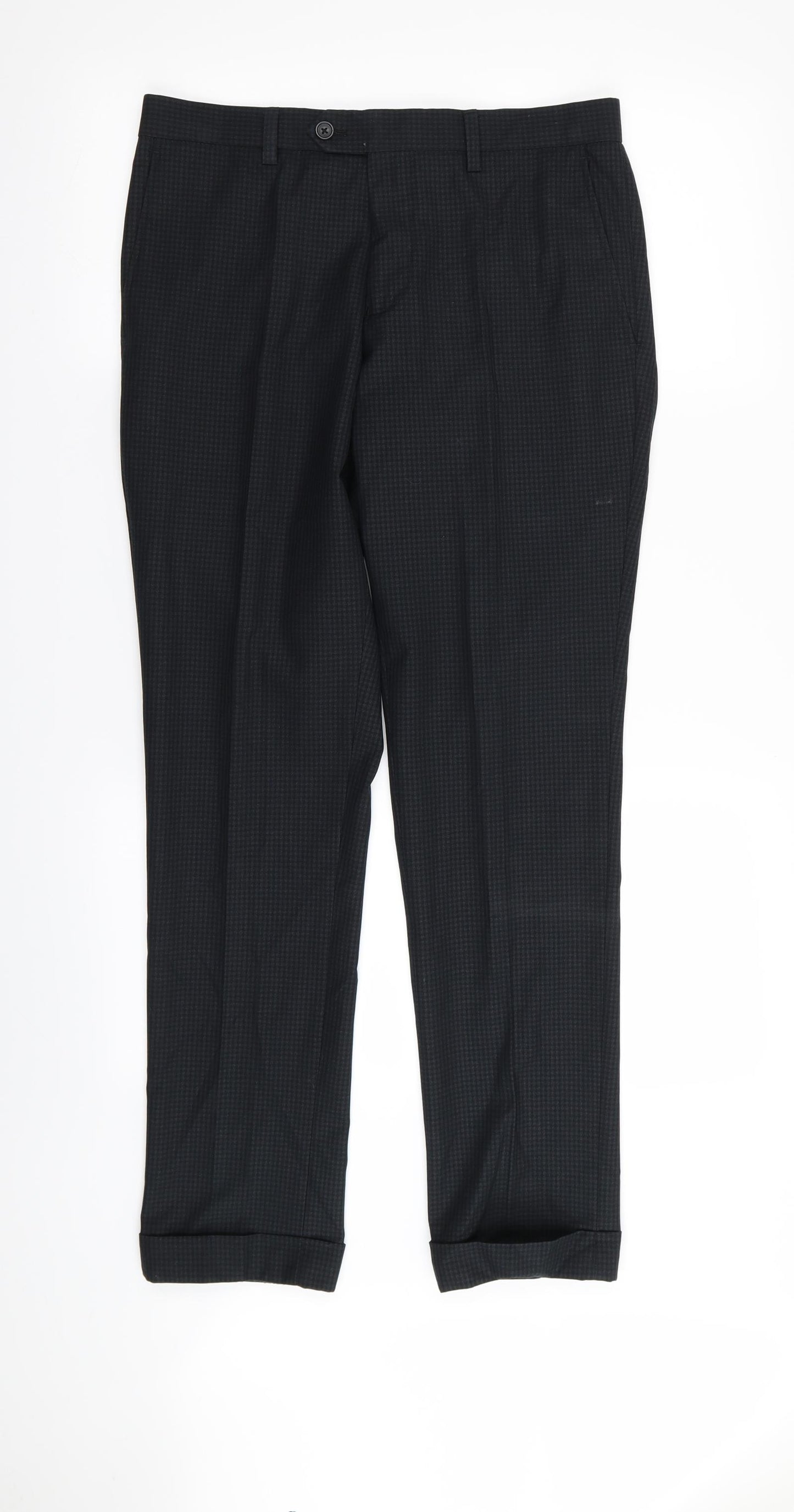 NEXT Mens Black Check  Trousers  Size 30 in L31 in