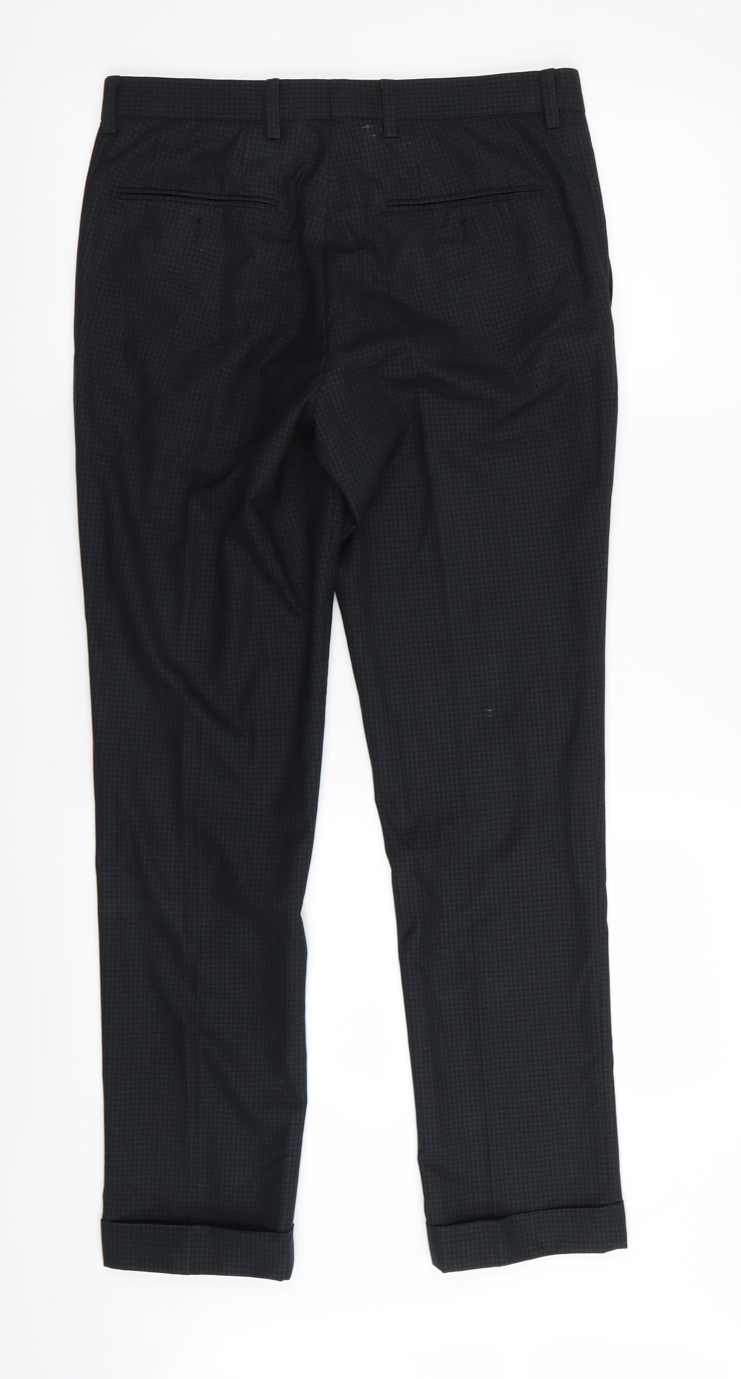 NEXT Mens Black Check  Trousers  Size 30 in L31 in