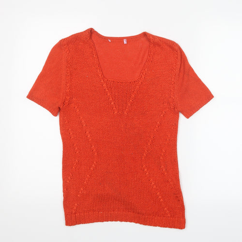 Per Una Womens Orange  Knit Pullover Jumper Size 10