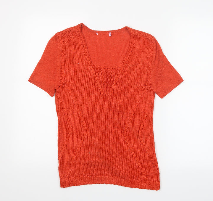Per Una Womens Orange  Knit Pullover Jumper Size 10