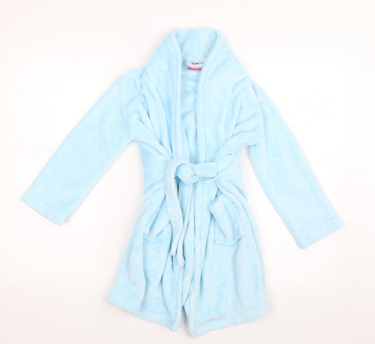 Front view of girls’ girls blue geometric top gown, size 5-6, years