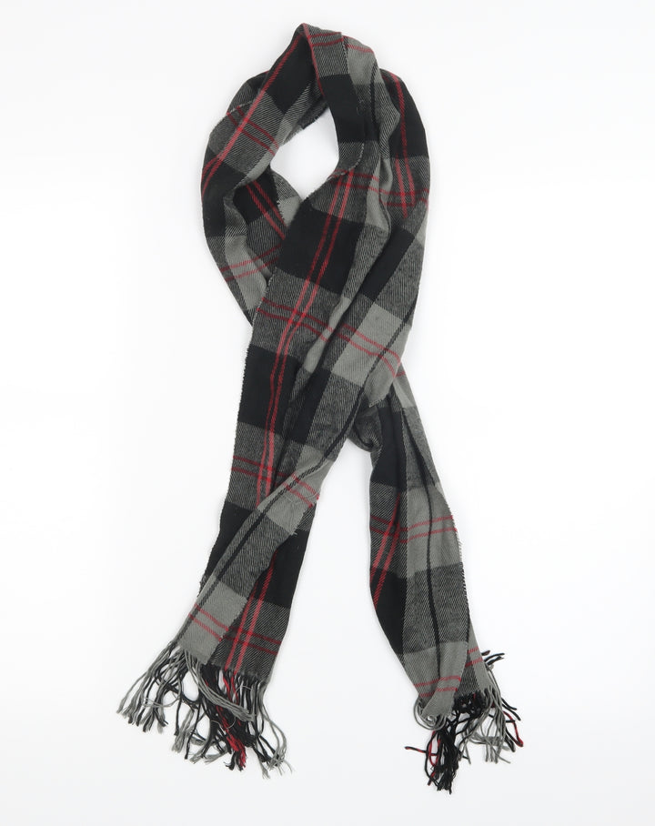 Preworn Mens Grey Plaids & Checks  Scarf  One Size