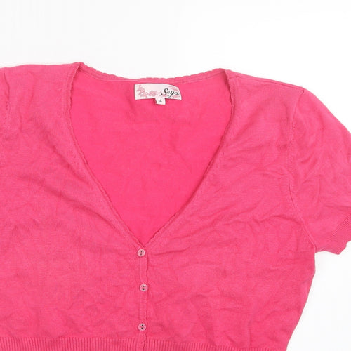 Soya Womens Pink  Knit Cardigan Jumper Size L