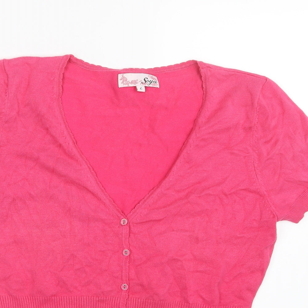 Soya Womens Pink  Knit Cardigan Jumper Size L