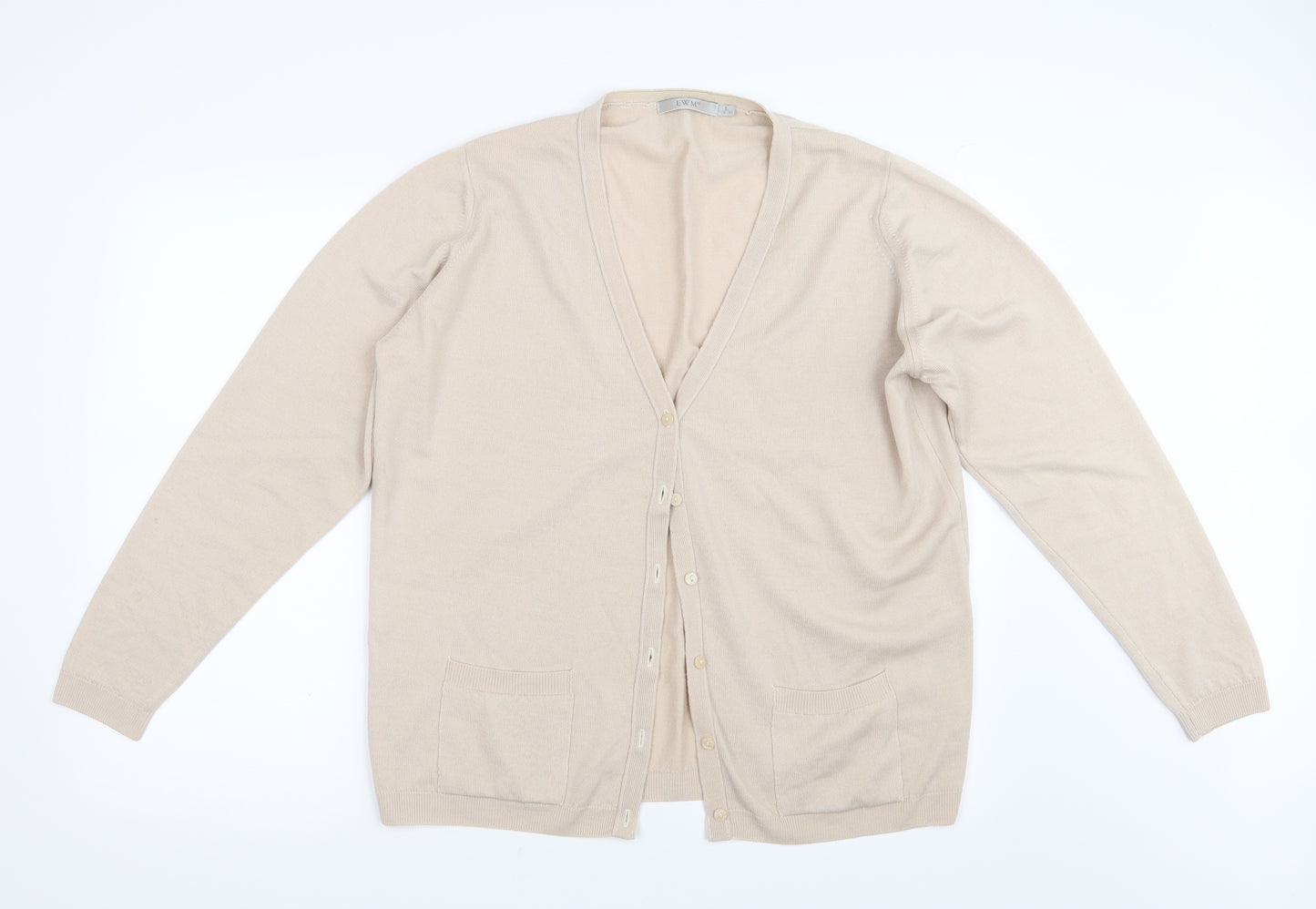 EWM Womens Beige  Knit Cardigan Jumper Size 18