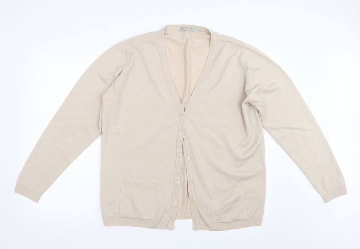 EWM Womens Beige Knit Cardigan Jumper Size 18