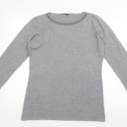 Vila Milano Womens Grey  Knit Pullover Jumper Size L