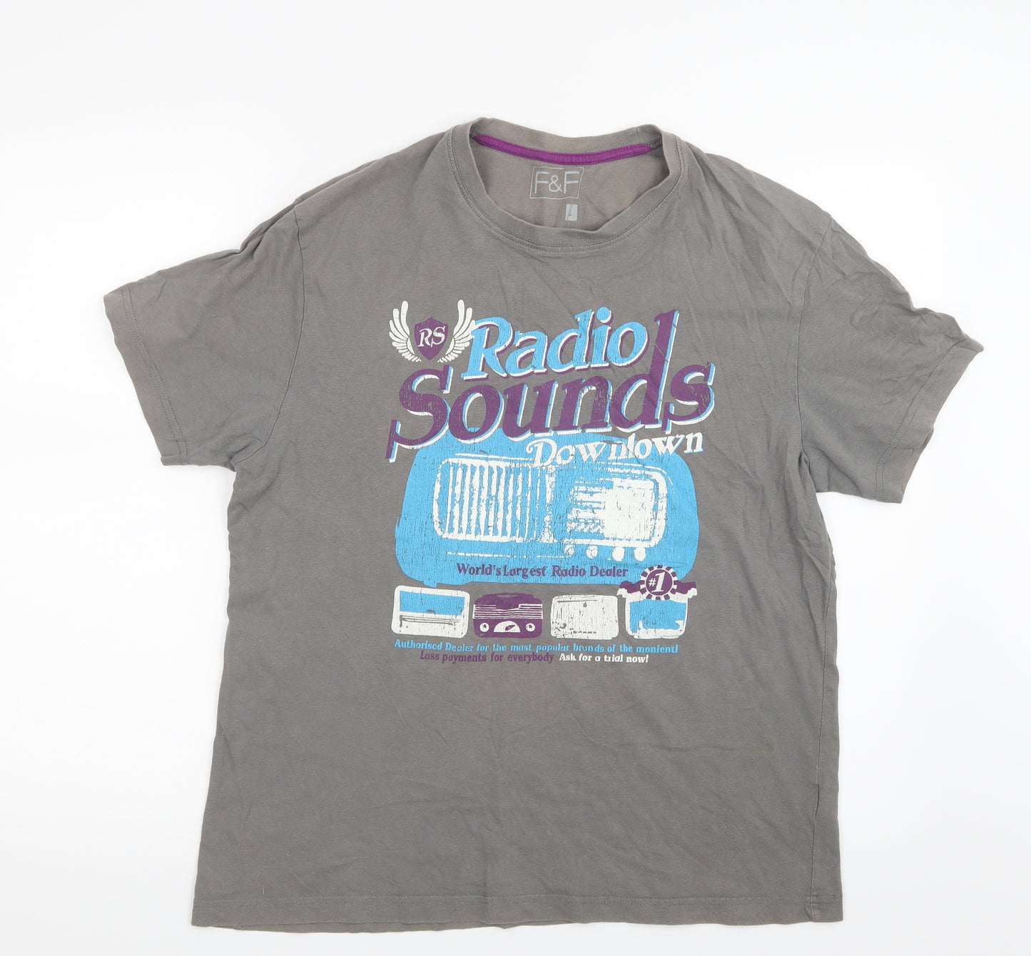 F&F Mens Grey    T-Shirt Size L