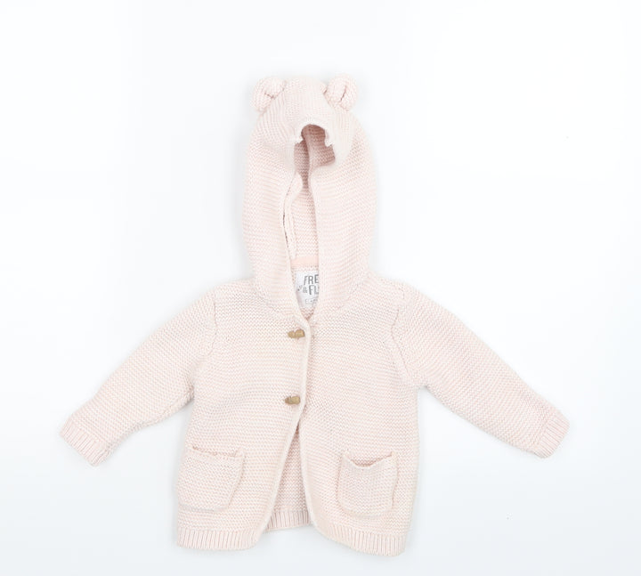 F&F Girls Pink  Knit Jacket Coatigan Size 6-9 Months