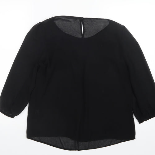 George Womens Black  Mesh Basic Blouse Size 12