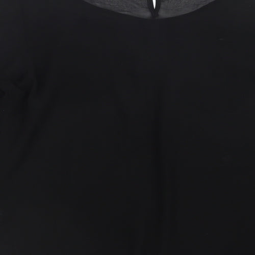 George Womens Black  Mesh Basic Blouse Size 12