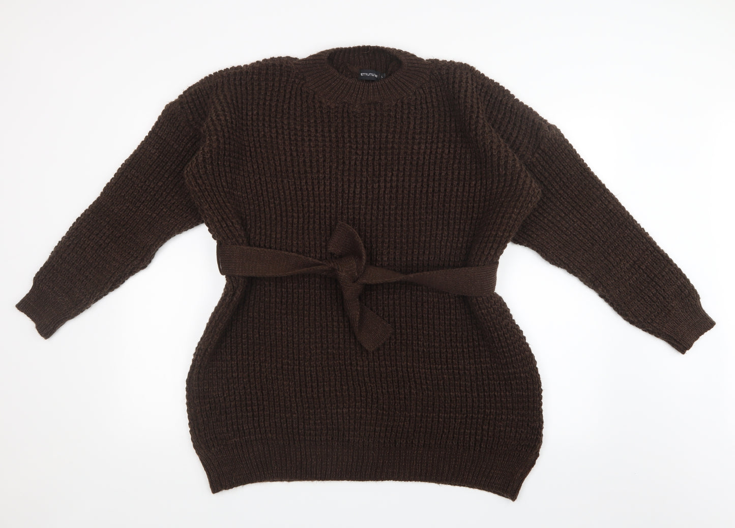 PRETTYLITTLETHING Womens Brown  Knit Pullover Jumper Size L