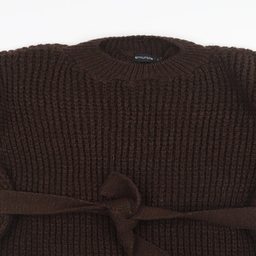 PRETTYLITTLETHING Womens Brown  Knit Pullover Jumper Size L
