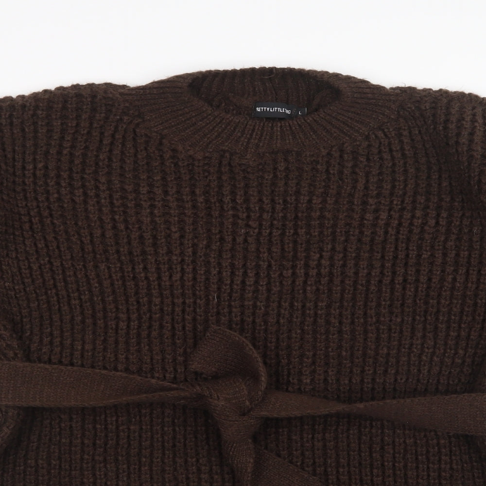PRETTYLITTLETHING Womens Brown  Knit Pullover Jumper Size L