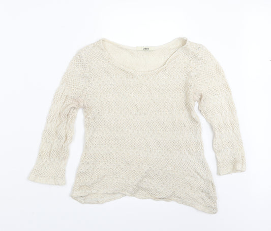 Front view of Oasis women’s ivory knit jumper, size L