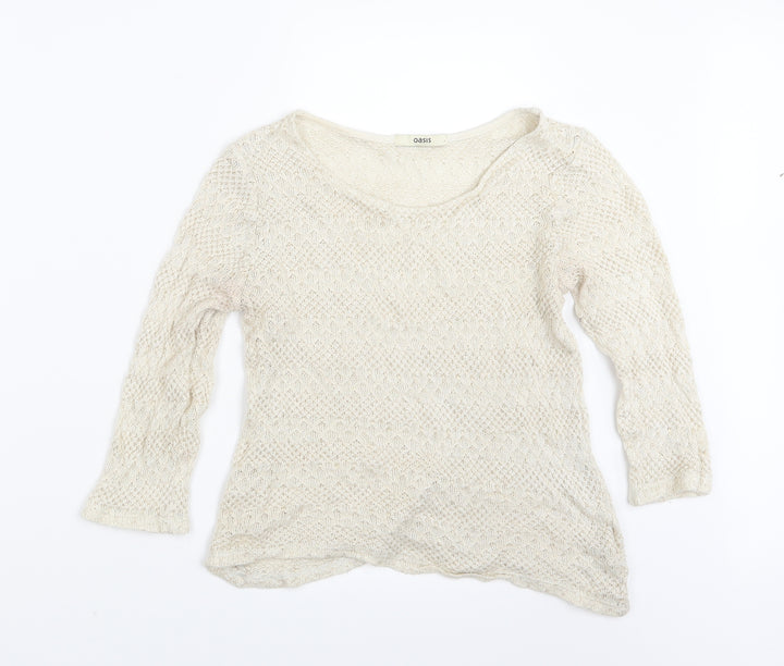 Oasis Womens Ivory  Knit Pullover Jumper Size L