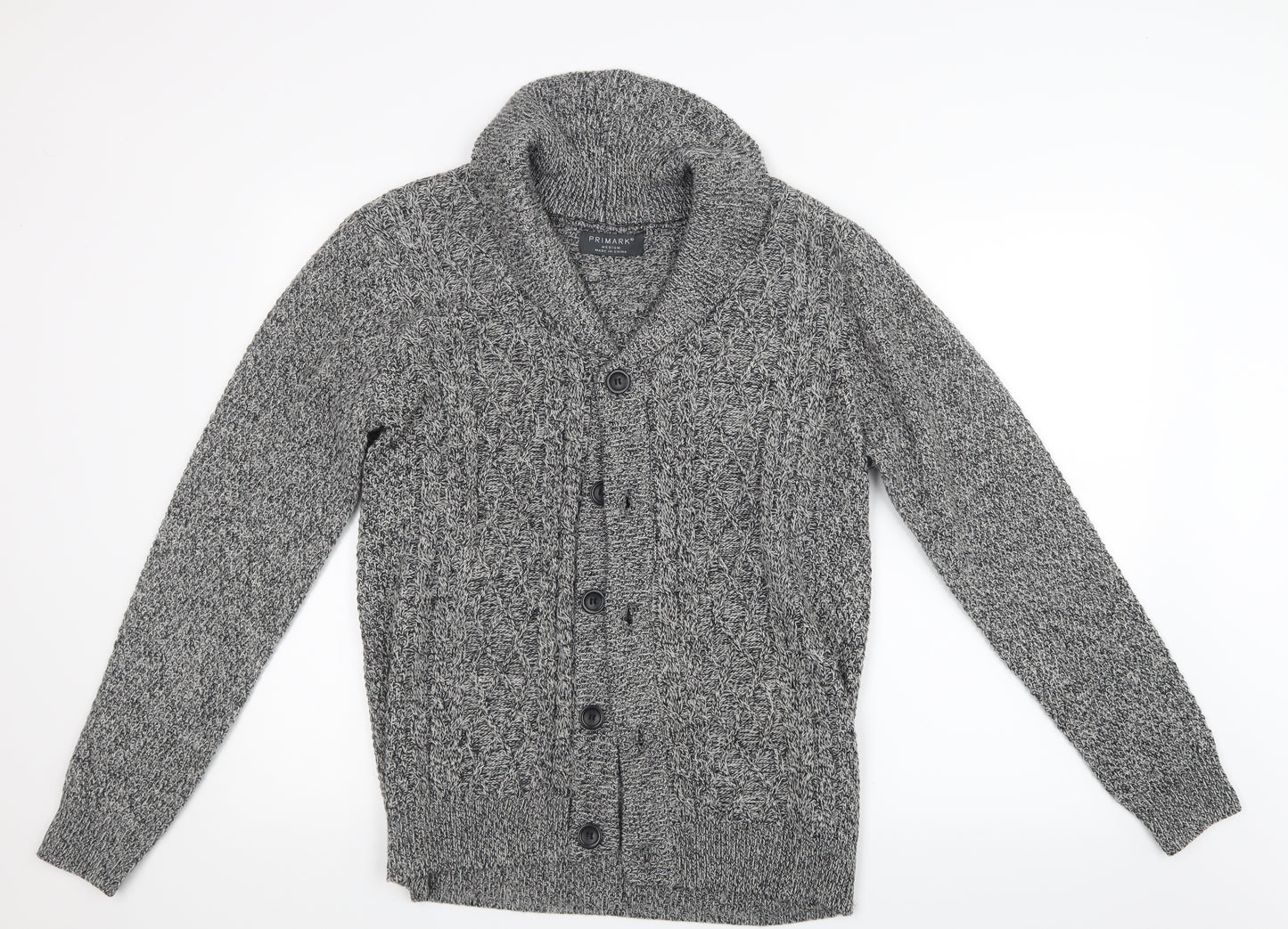 Primark Mens Grey  Knit Cardigan Jumper Size M