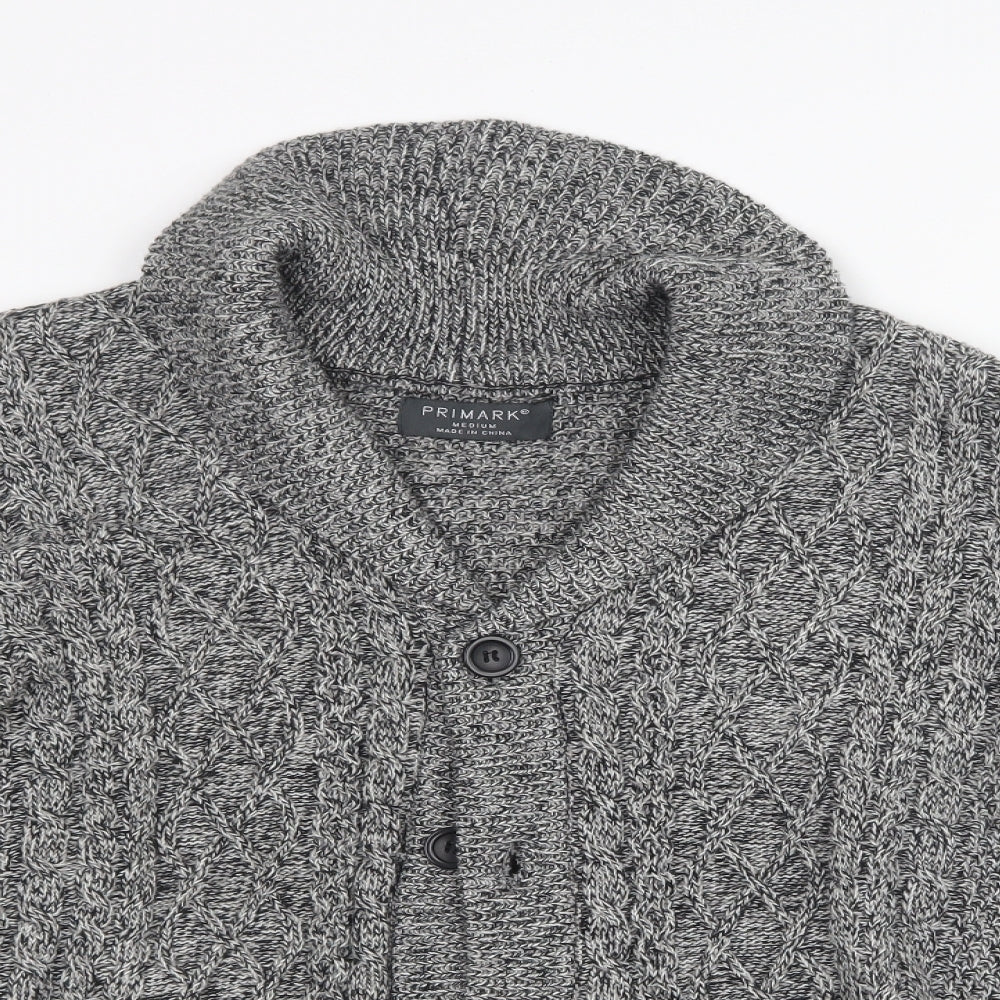 Primark Mens Grey  Knit Cardigan Jumper Size M