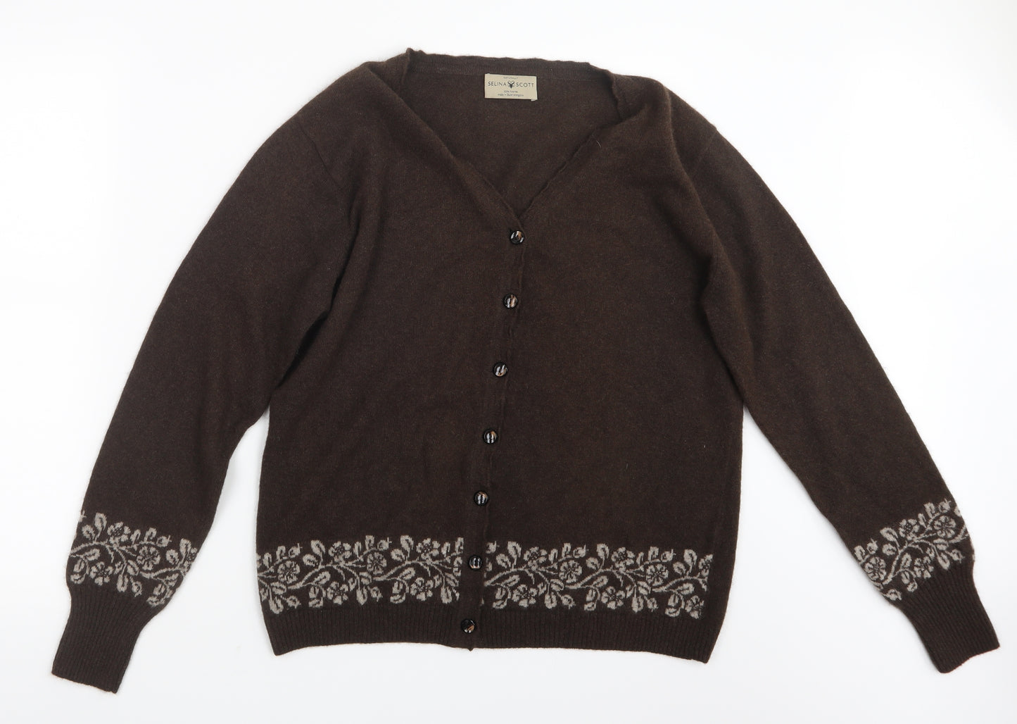 Selina Scott Womens Brown  Knit Cardigan Jumper Size L