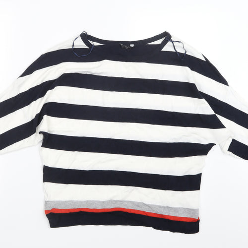 M&Co Womens Blue Striped Knit Pullover Jumper Size 12