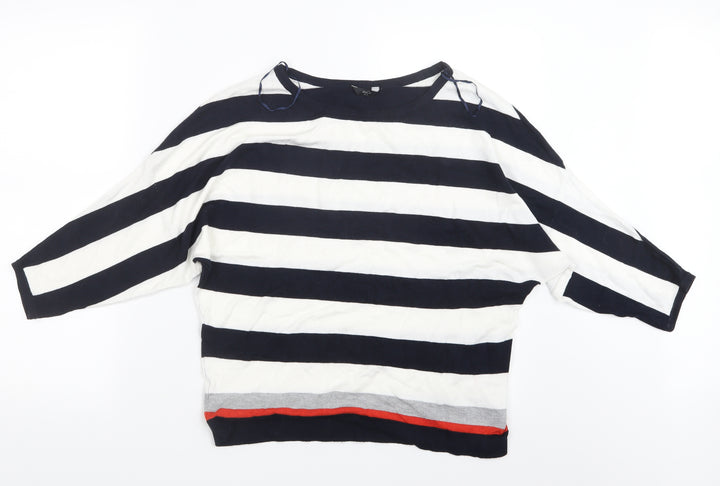 M&Co Womens Blue Striped Knit Pullover Jumper Size 12